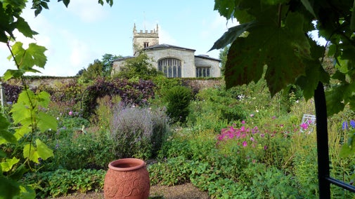 Walled garden in autumn at Coughton Court, Warwickshire